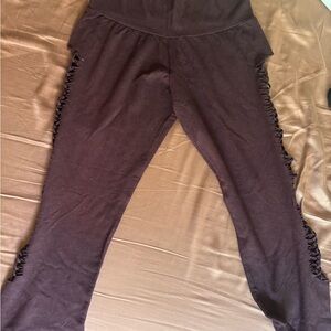 Maroon Capri Yoga/festival pants with peek a boo side legs